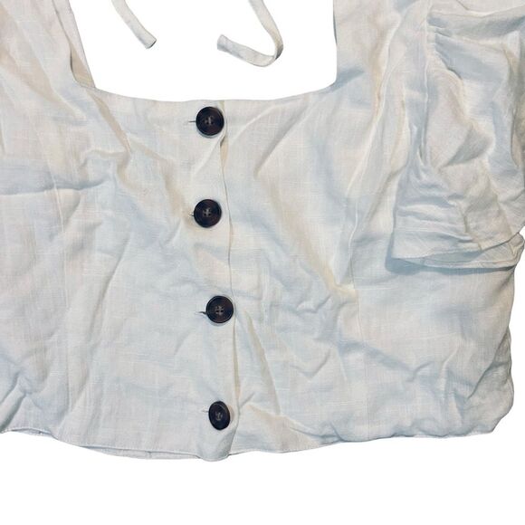 CHARLIE HOLIDAY NWT White Flutter Sleeve Open Back Bayview Top L - Picture 9 of 16